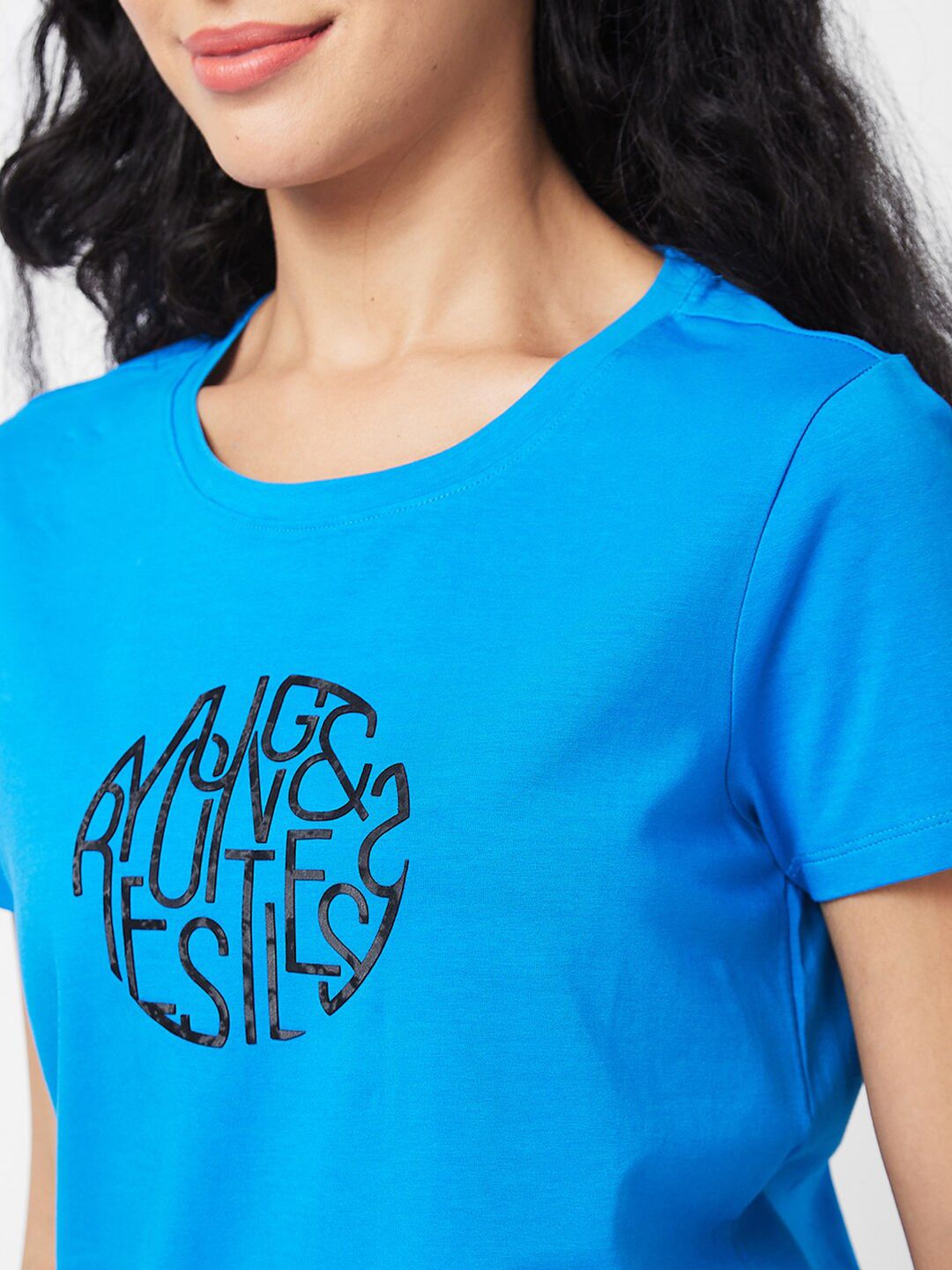 SPYKAR Typography Printed Round Neck Cotton T-shirt