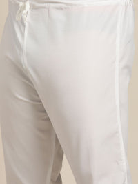 SOJANYA PLUS Men Yellow & White Chikankari Embroidered Kurta with Churidar & Nehru Jacket