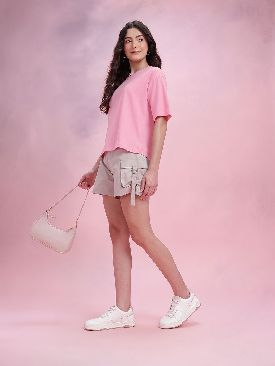 DressBerry Drop-Shoulder Sleeves Relaxed Fit T-shirt