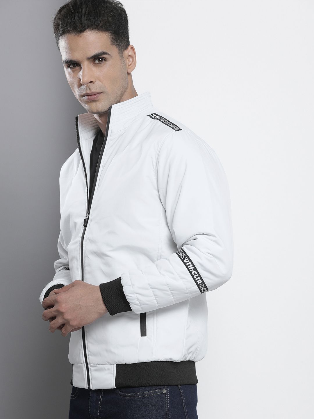 The Indian Garage Co Men Zip-Front Bomber Jacket with Zip Pockets