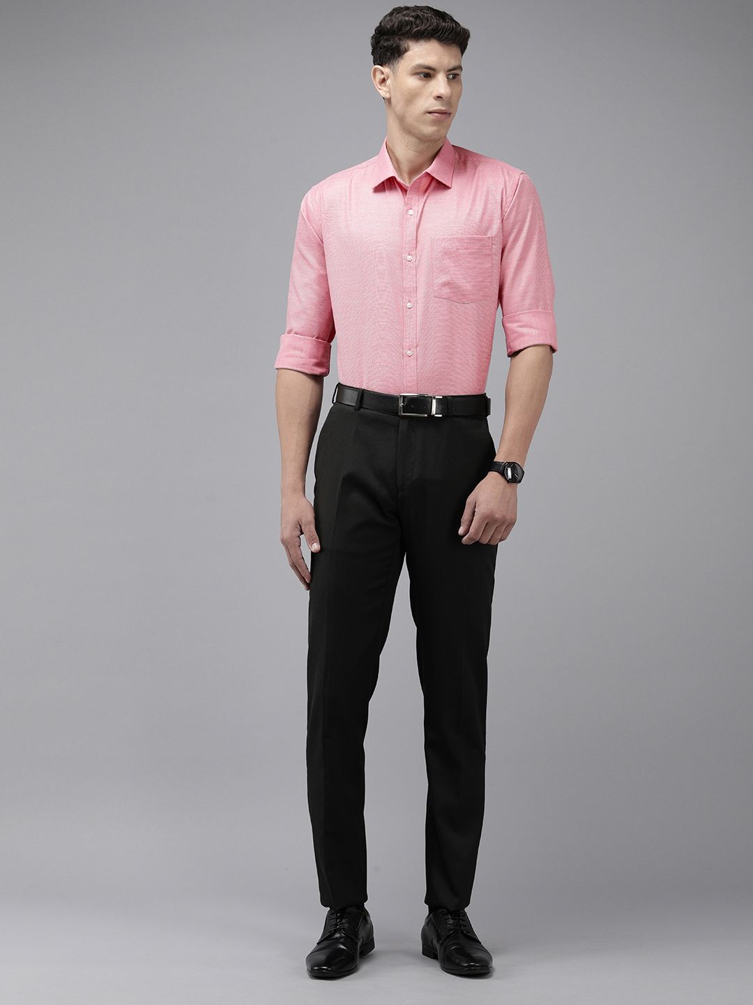 Park Avenue Self Design Slim Fit Textured Formal Shirt