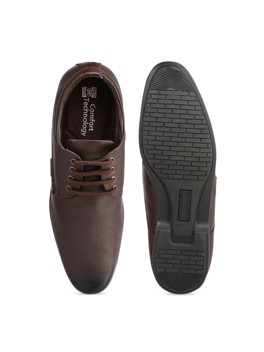 Red Chief Men Brown Textured Formal Derbys