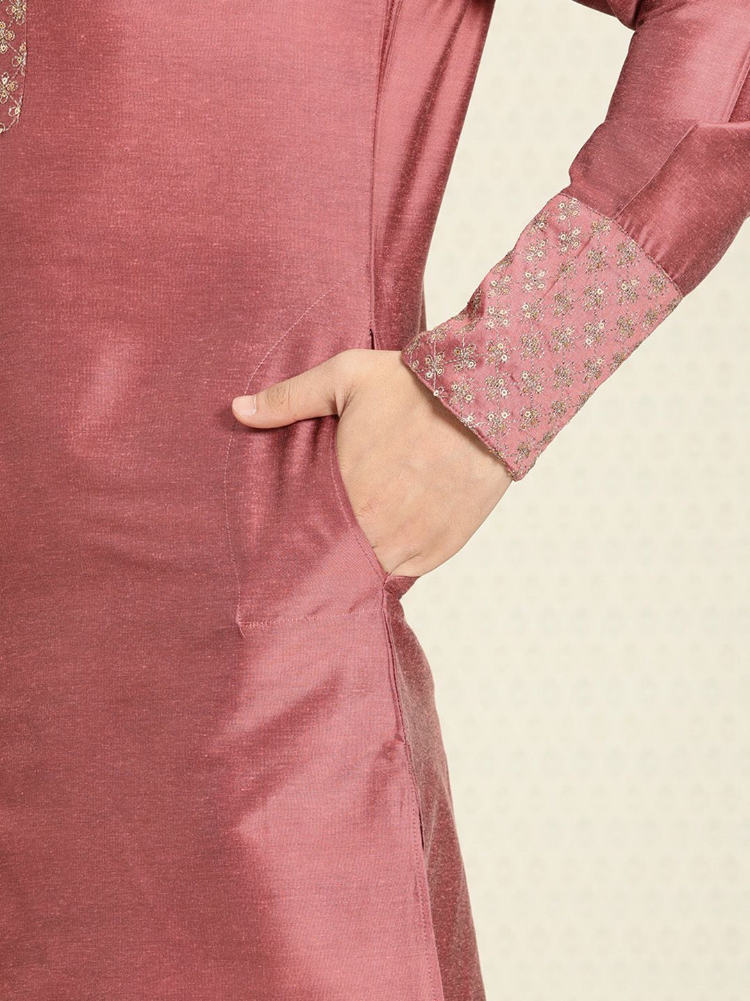 House of Pataudi Men Yoke Design Angrakha Jashn Kurta