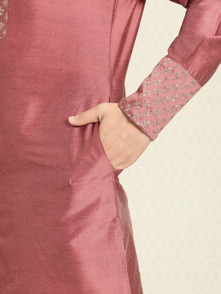 House of Pataudi Men Yoke Design Angrakha Jashn Kurta