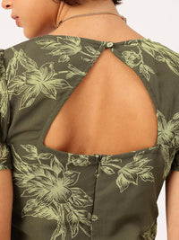 DressBerry Glam & Grunge Floral Printed Cut-Out Back A-Line Mini Dress