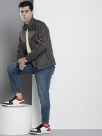 The Indian Garage Co Men Slim Fit Zip-Front Puffer Jacket with Insert Pockets