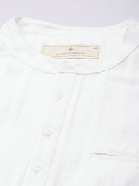 House of Pataudi Band Collar Striped Rozana Kurta