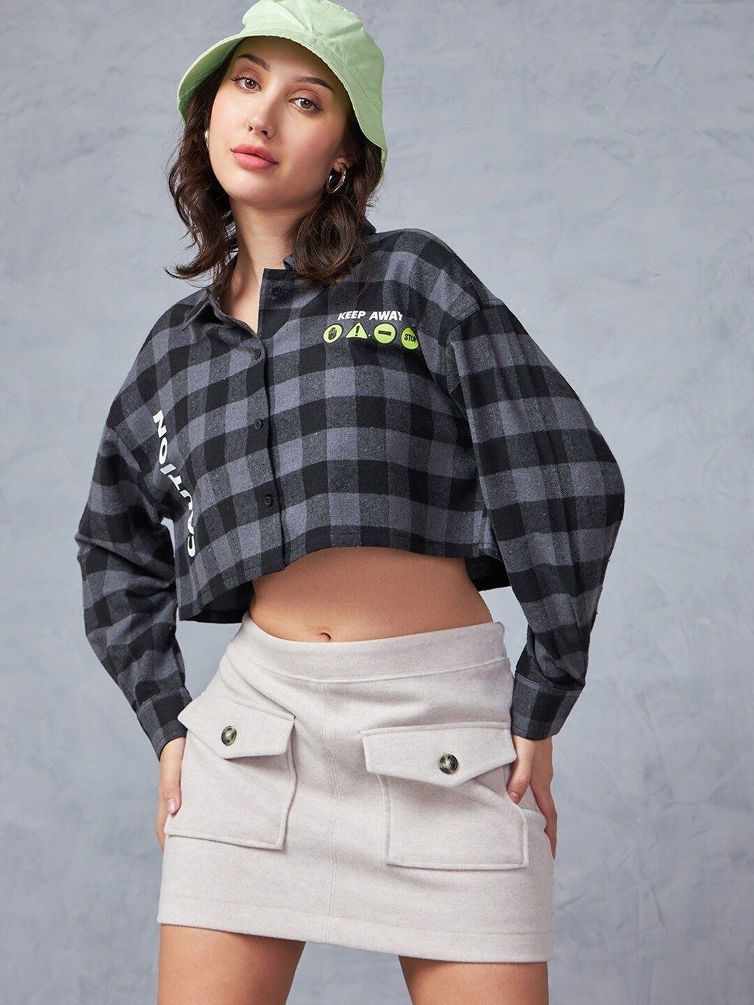 Bewakoof Women Buffalo Checks Opaque Checked Casual Oversized Shirt
