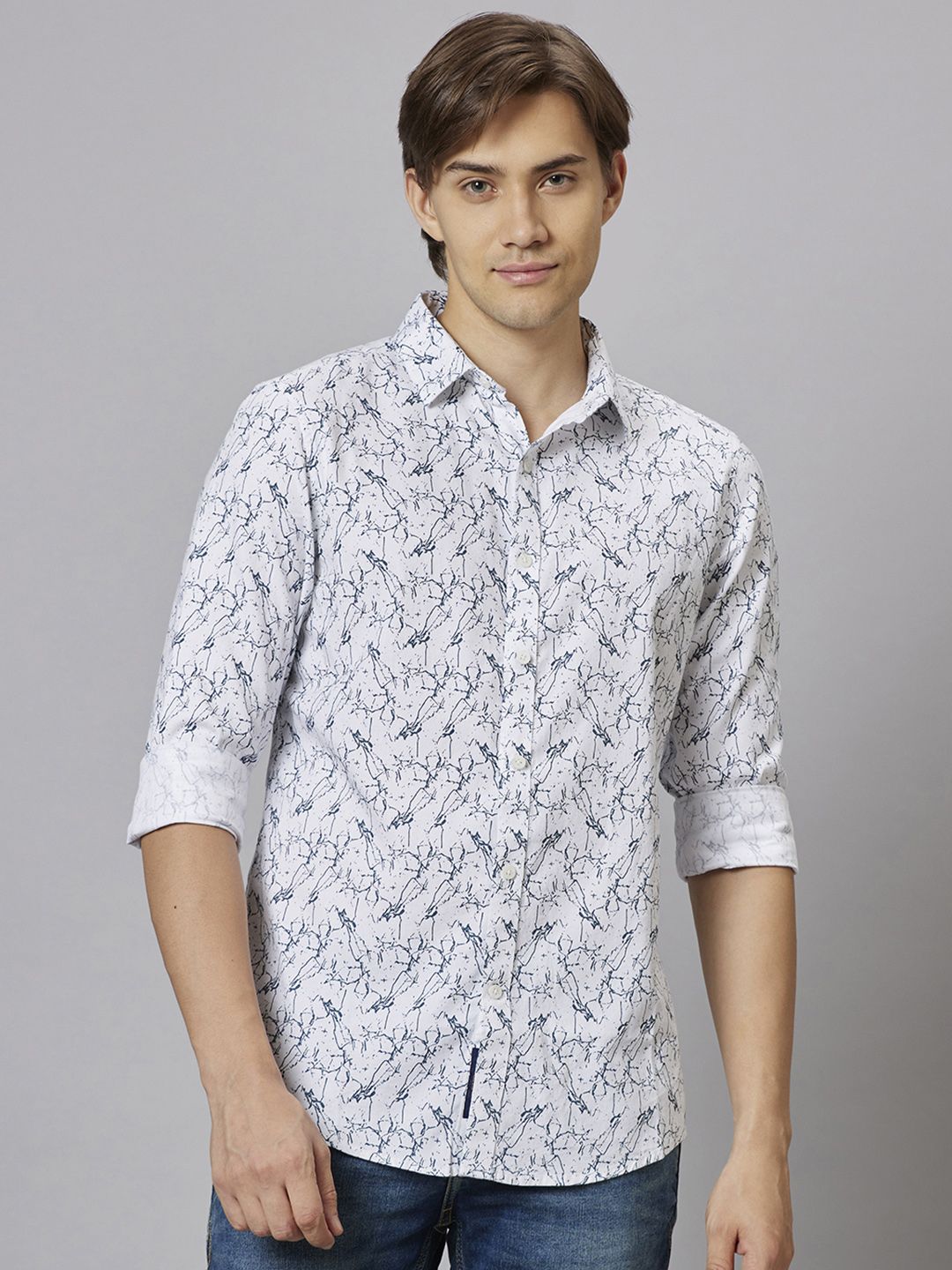 Being Human Abstract Printed Shirt Collar Slim Fit Pure Cotton Casual Shirt