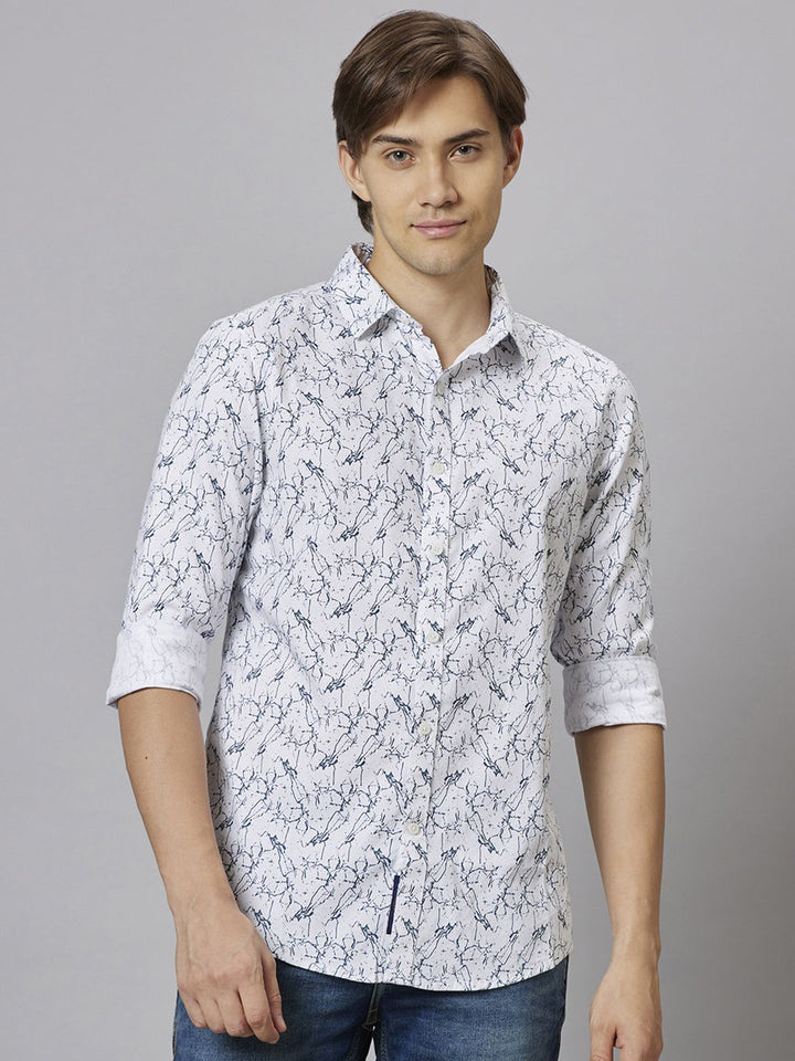 Being Human Abstract Printed Shirt Collar Slim Fit Pure Cotton Casual Shirt