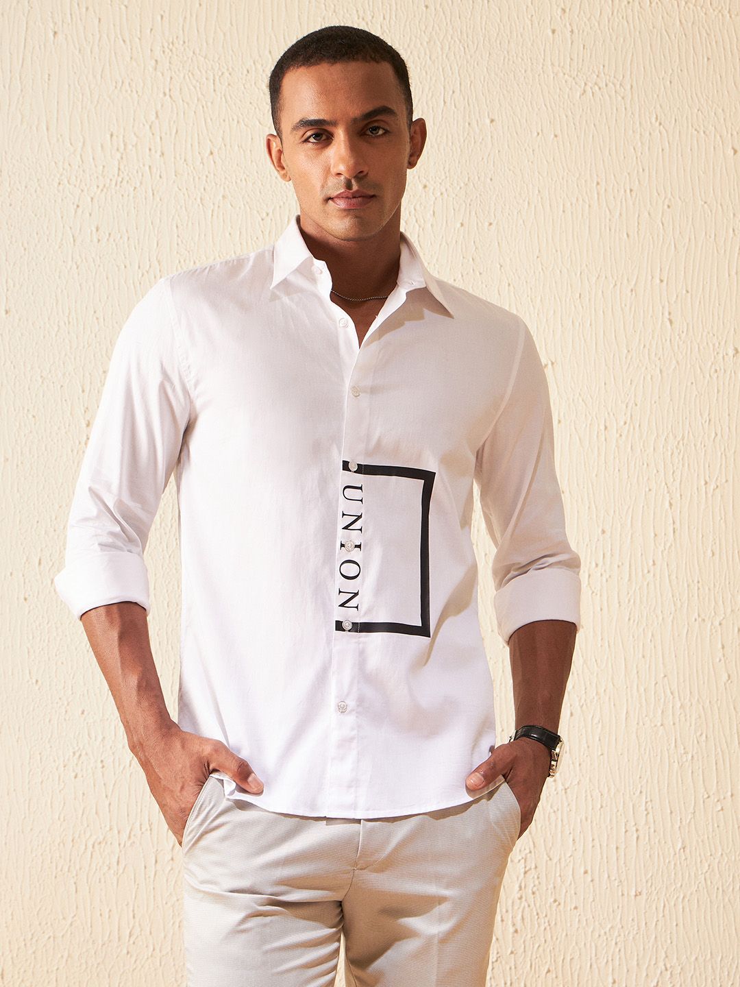 DENNISON Men Smart Slim Fit Opaque Printed Party Shirt