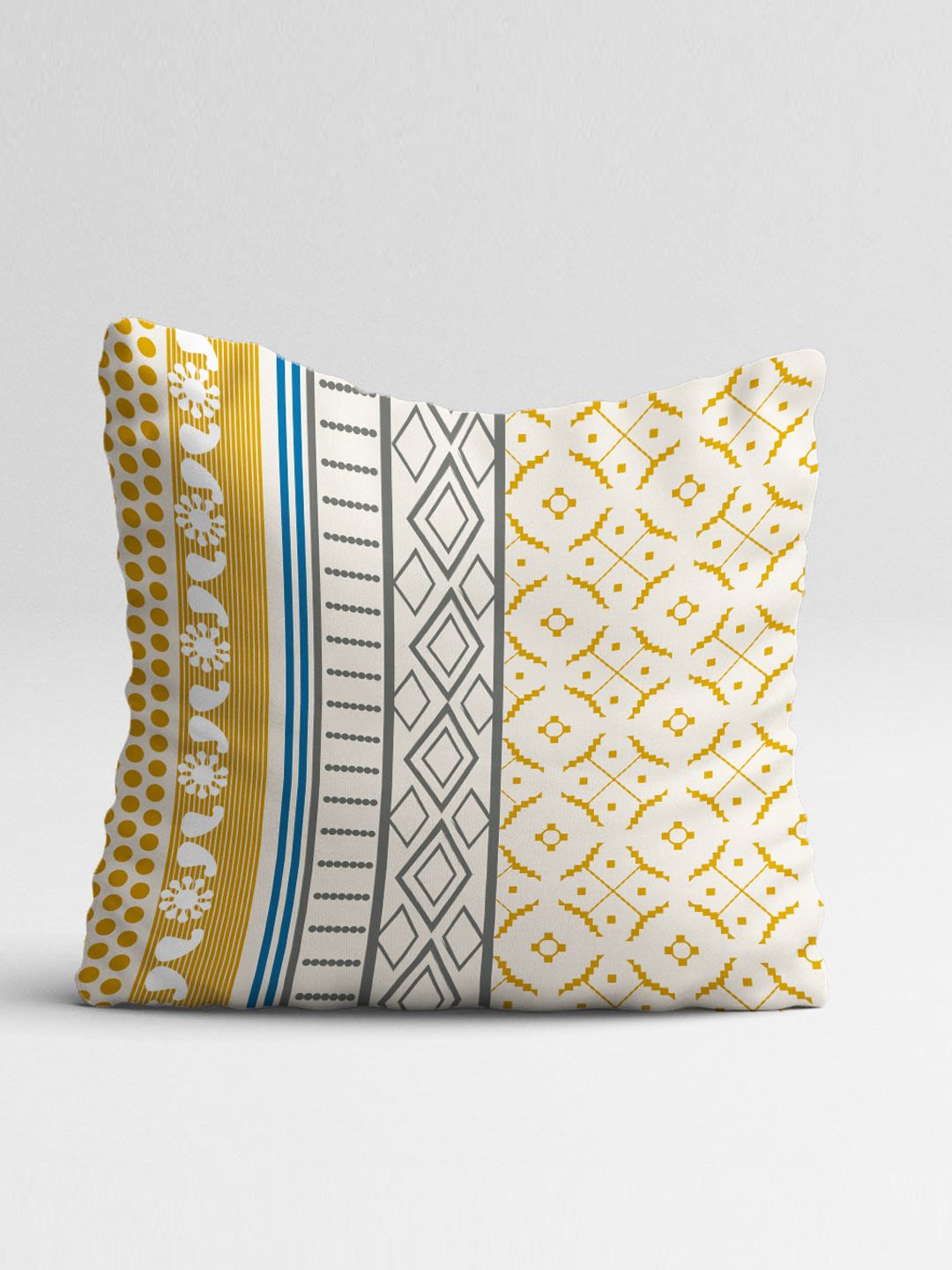 STITCHNEST Pack Of 2 Peach-Coloured Printed Square Cushion Covers