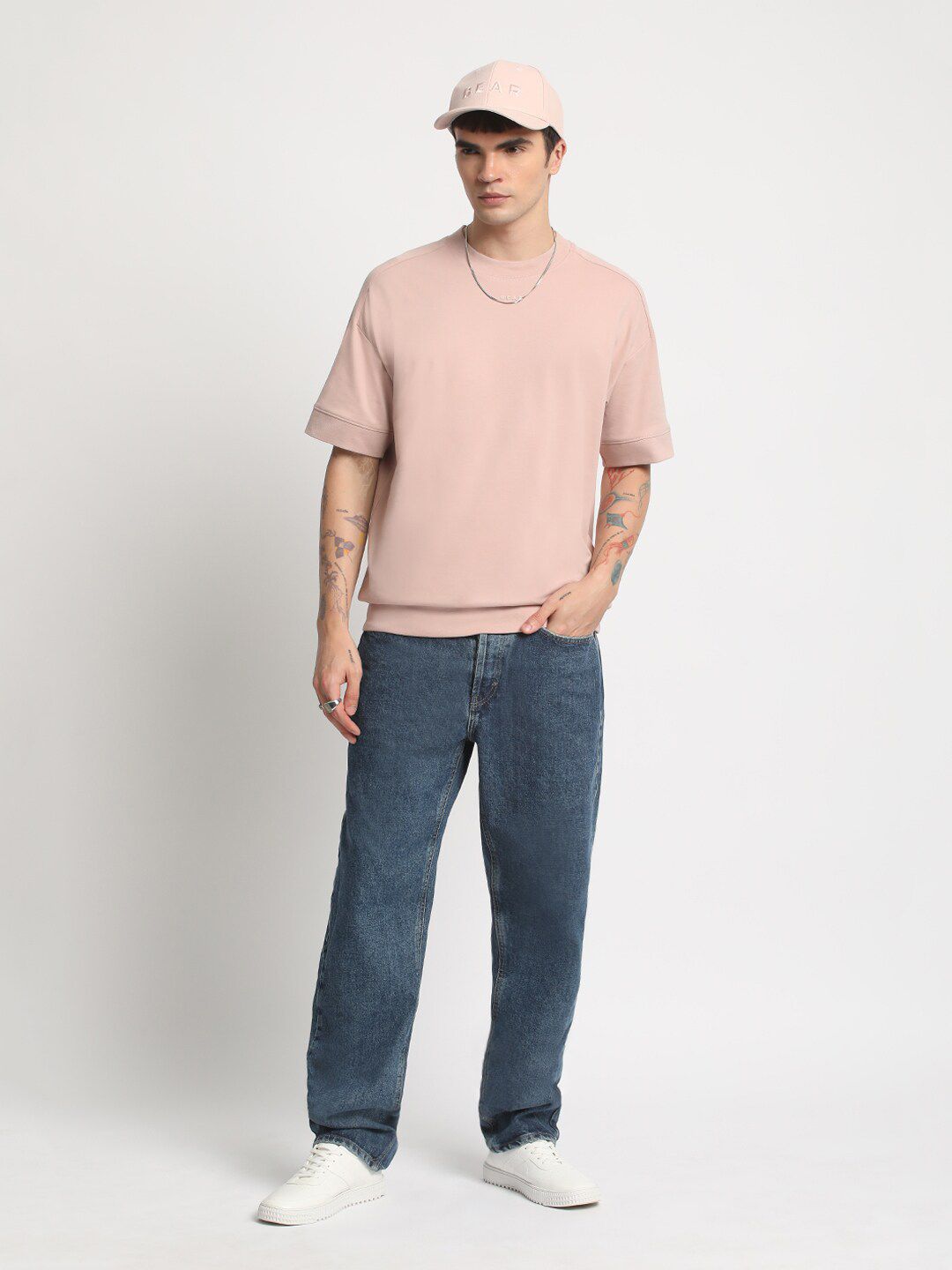 THE BEAR HOUSE Drop Shoulder Cotton Relaxed Fit T-shirt