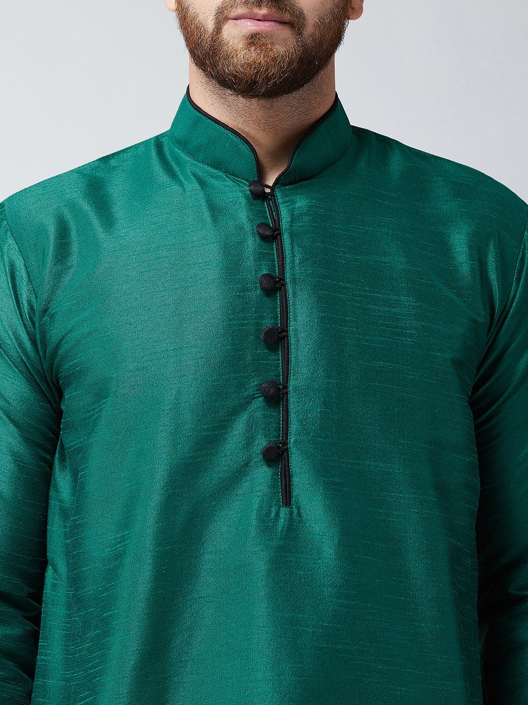 SOJANYA Men Green Solid Straight Kurta