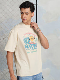 HIGHLANDER Printed Round Neck Oversized Cotton T-shirt