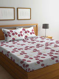 Myntra Elegant Homes White & Maroon Floral 300 TC King Bedsheet with 2 Pillow Covers