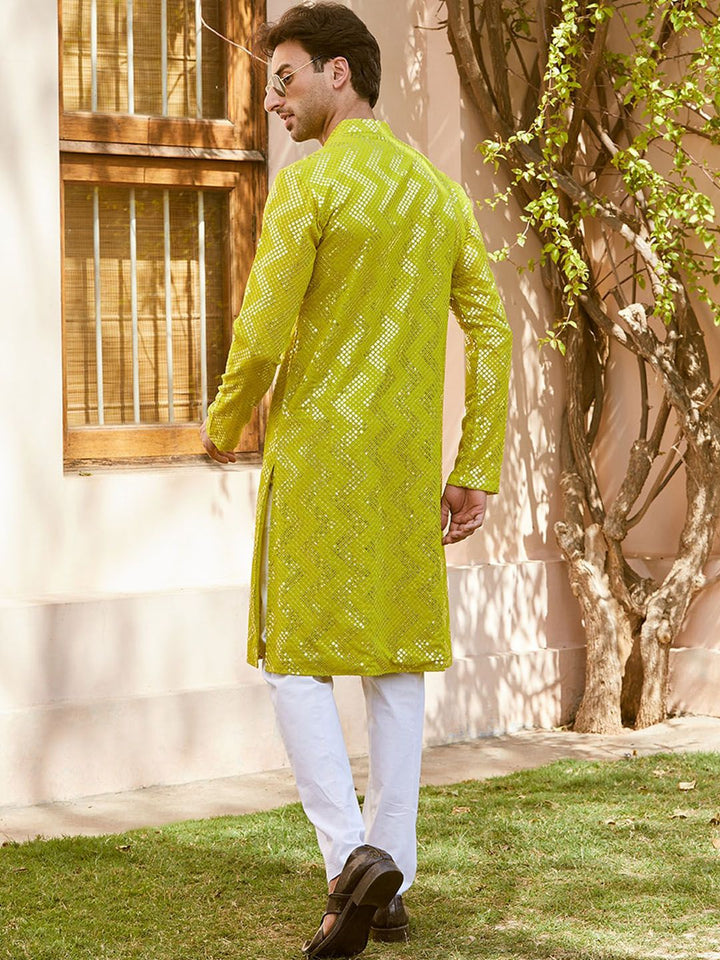 See Designs Embroidered Regular Mirror Work Kurta with Pyjamas