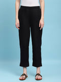 House of Chikankari Women Black Cotton Solid Pant