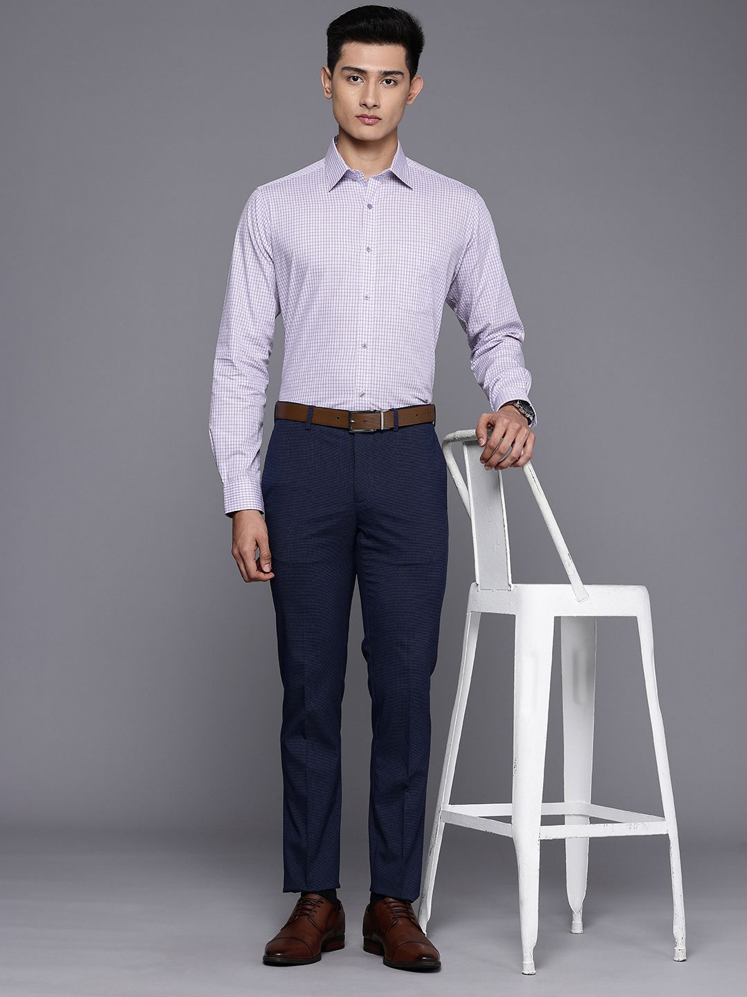Raymond Pure Cotton Slim Fit Checked Formal Shirt