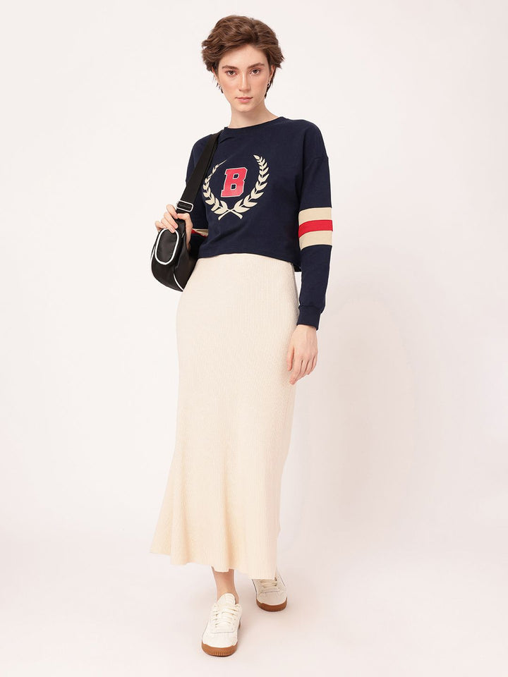 DressBerry Printed Cotton Terry Relaxed Fit Sweatshirt