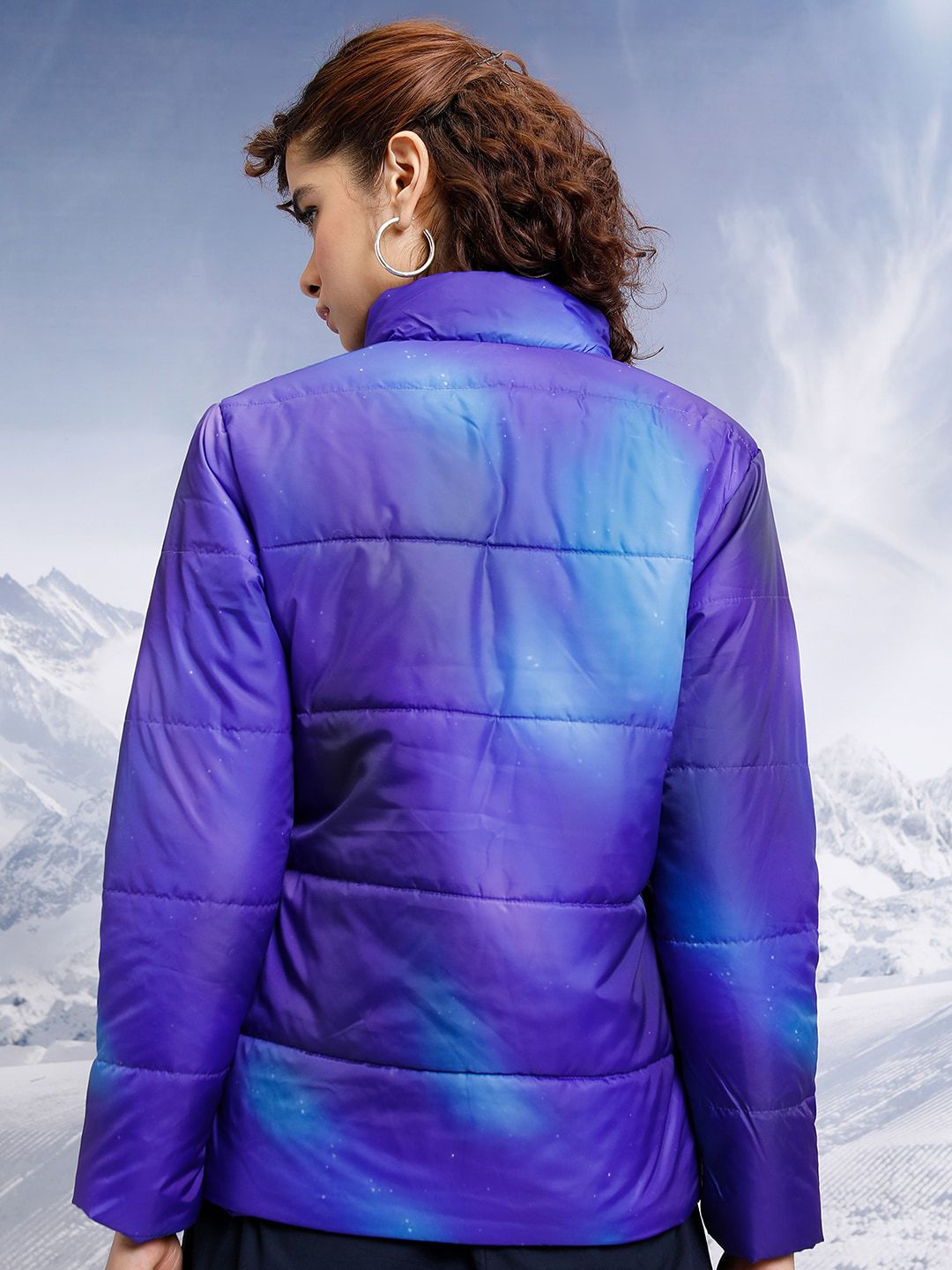 Tokyo Talkies Printed Stand Collar Puffer Jacket