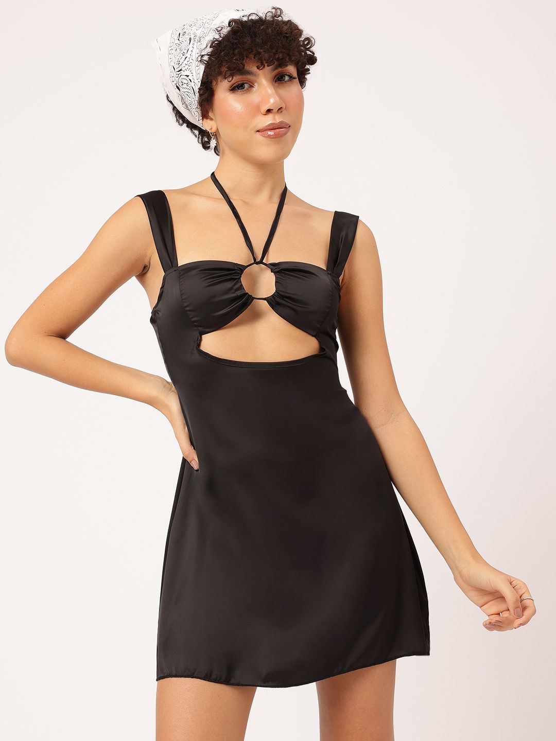 DressBerry Grunge Gal Chic Cut-outs Satin A-Line Mini Dress