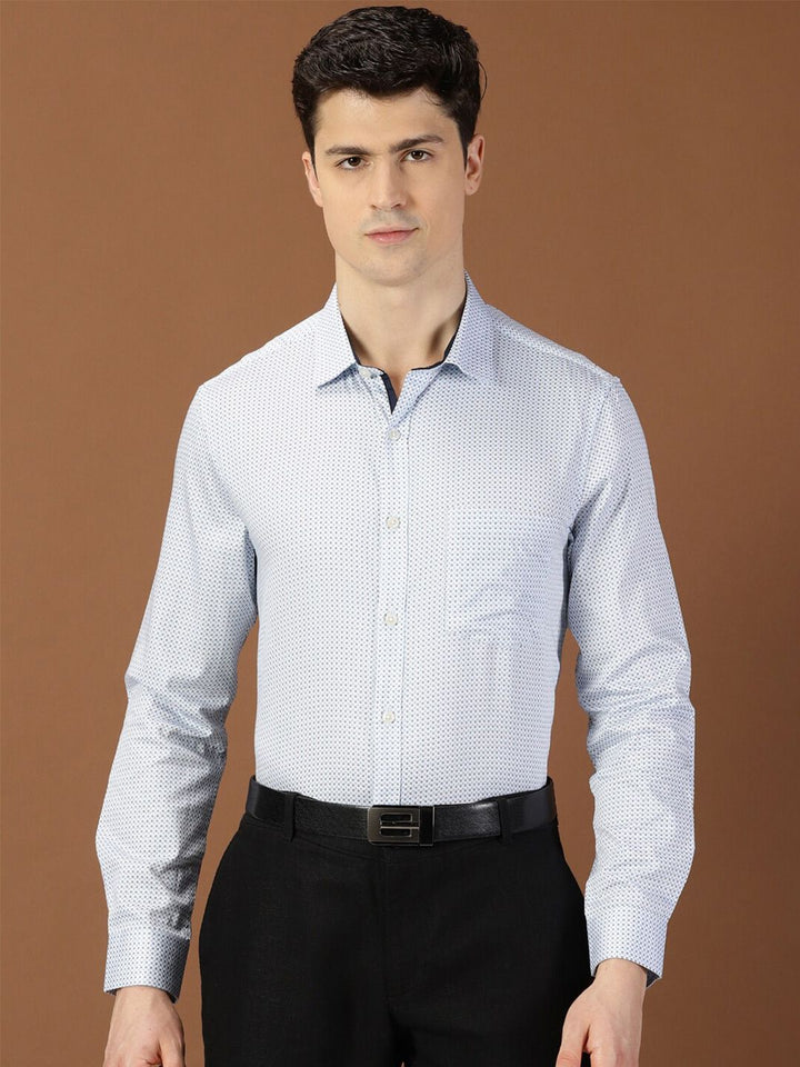 Thomas Scott Classic Slim Fit Micro Ditsy Printed Cotton Formal Shirt