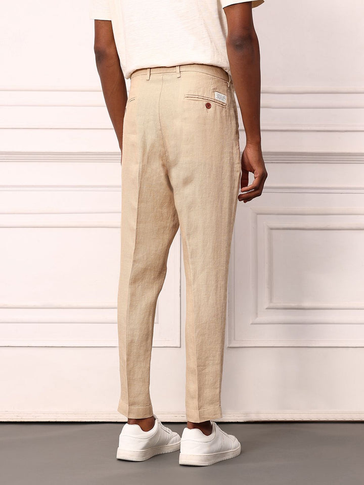 Mr Bowerbird Pure Linen Pleated Liberal fit Trousers With a Notepad