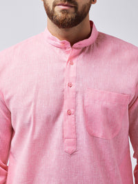 SOJANYA Men Pink Solid Straight Kurta