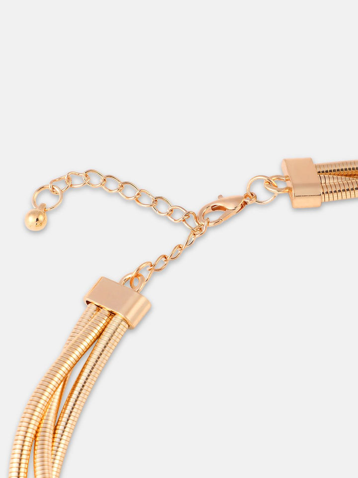 SOHI set perhiasan bersalut emas ribbed-intertwine