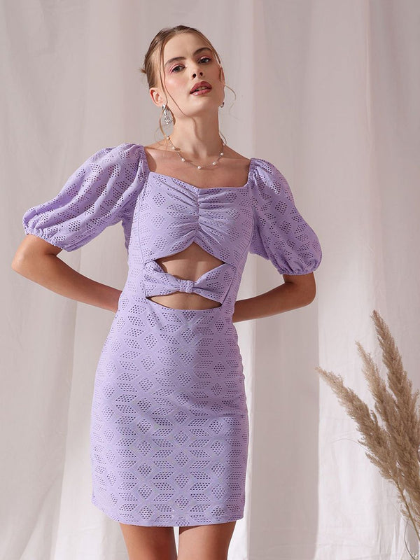 STREET 9 Square Neck Puff Sleeves Schfilli Sheath Dress