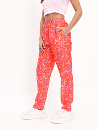 DressBerry Women Elegant Blossom Printed Pleated Trousers