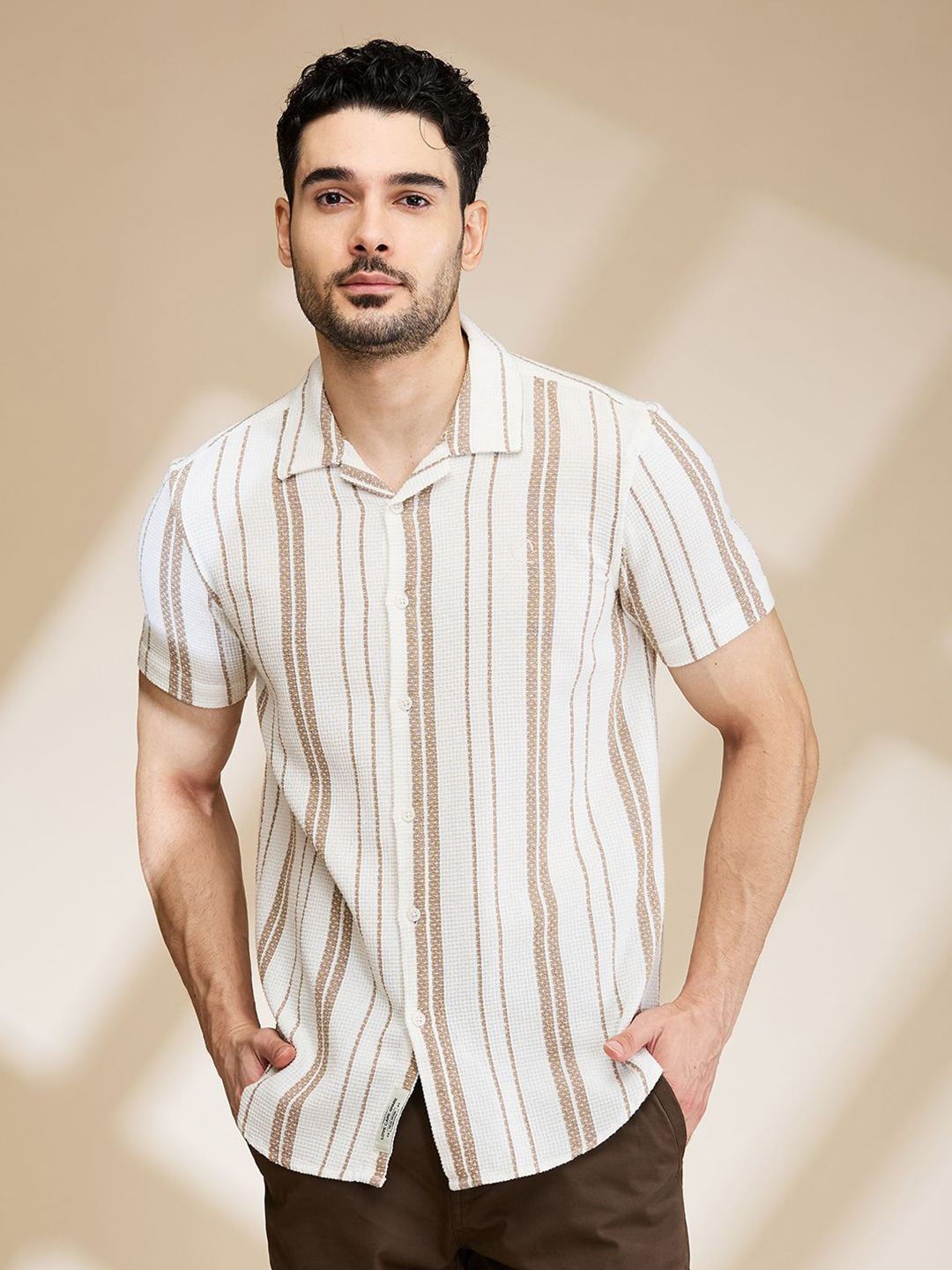 Being Human Men Slim Fit Opaque Striped Casual Shirt