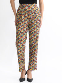RAREISM Women Slim Fit Conversational Printed High-Rise Cotton Regular Trousers