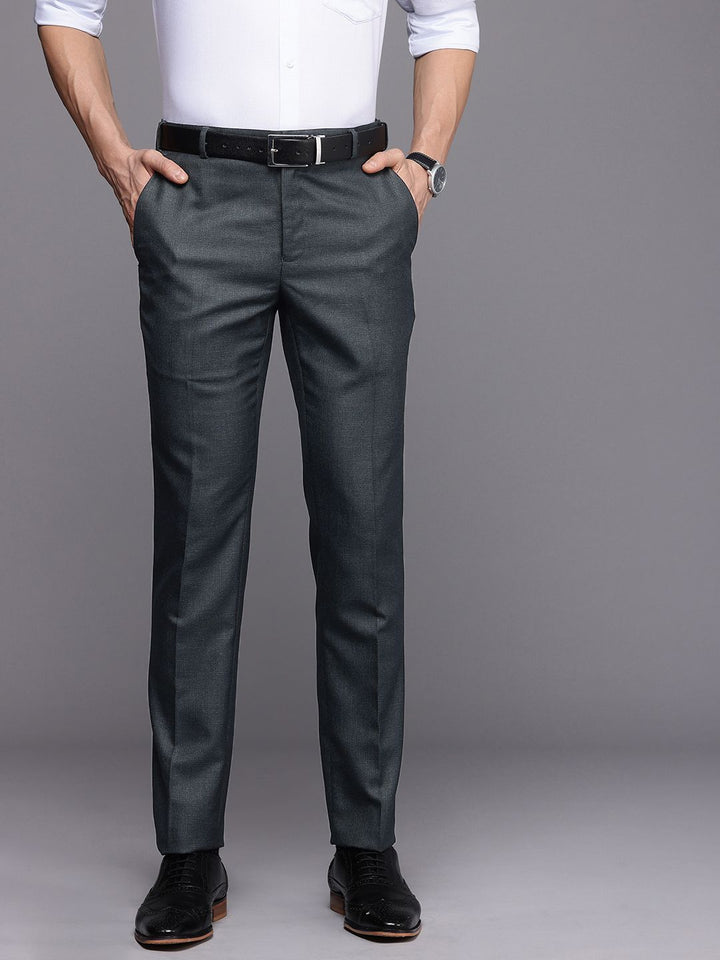Raymond Men Self Design Textured Slim Fit Formal Trousers