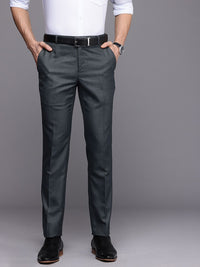 Raymond Men Self Design Textured Slim Fit Formal Trousers