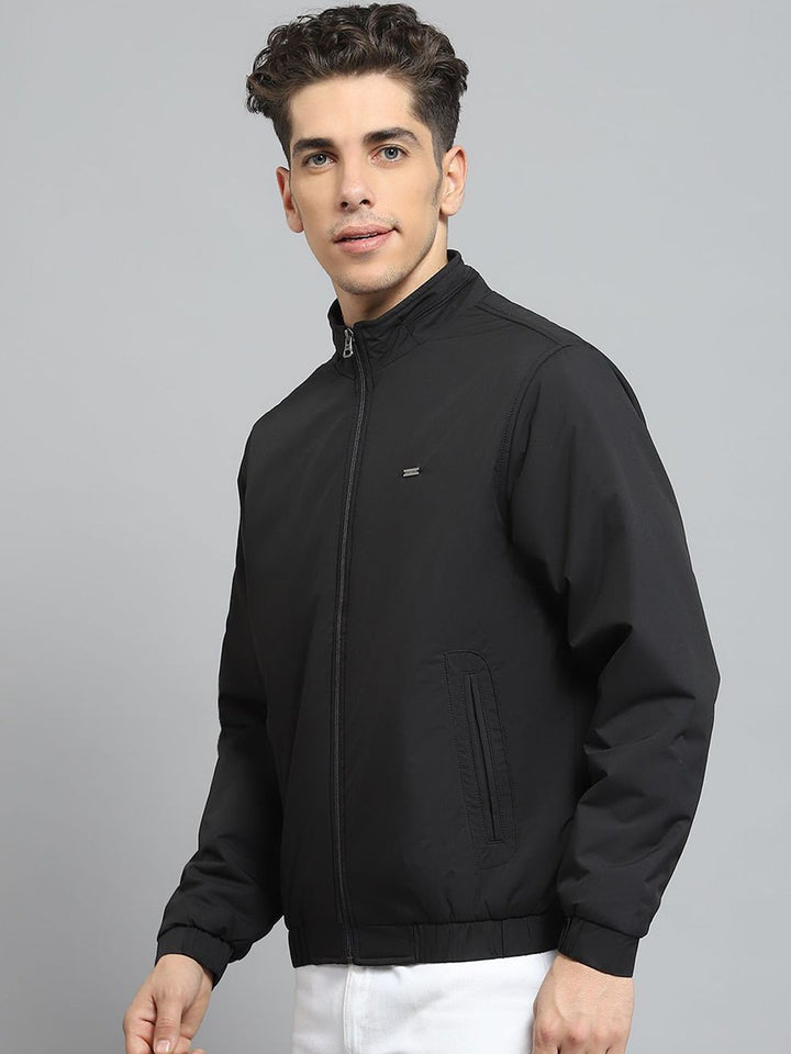 Monte Carlo Men Mock Collar Solid Cotton Casual Lightweight Bomber Jacket