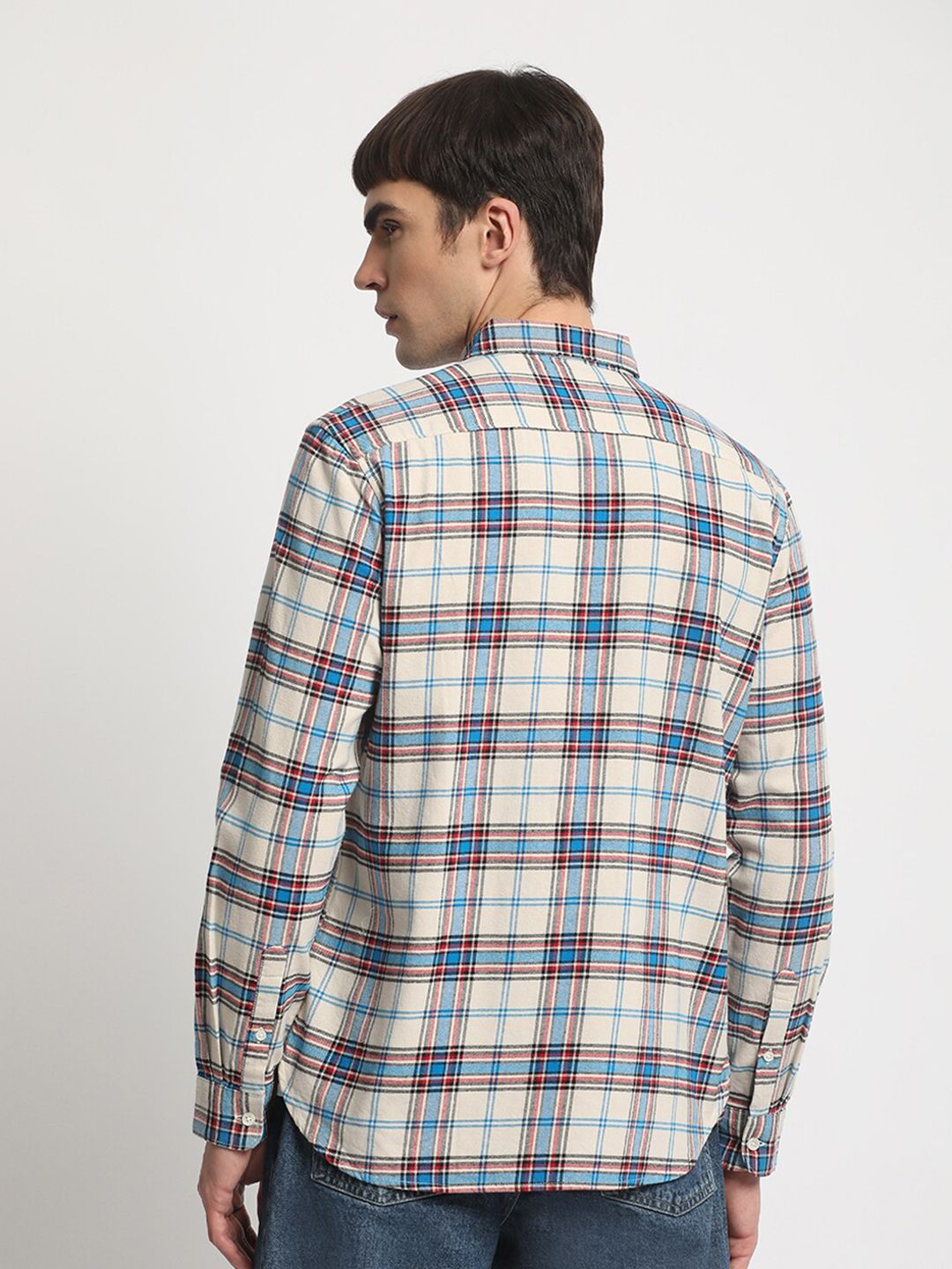 THE BEAR HOUSE Slim Fit Tartan Checks Opaque Checked Cotton Casual Shirt