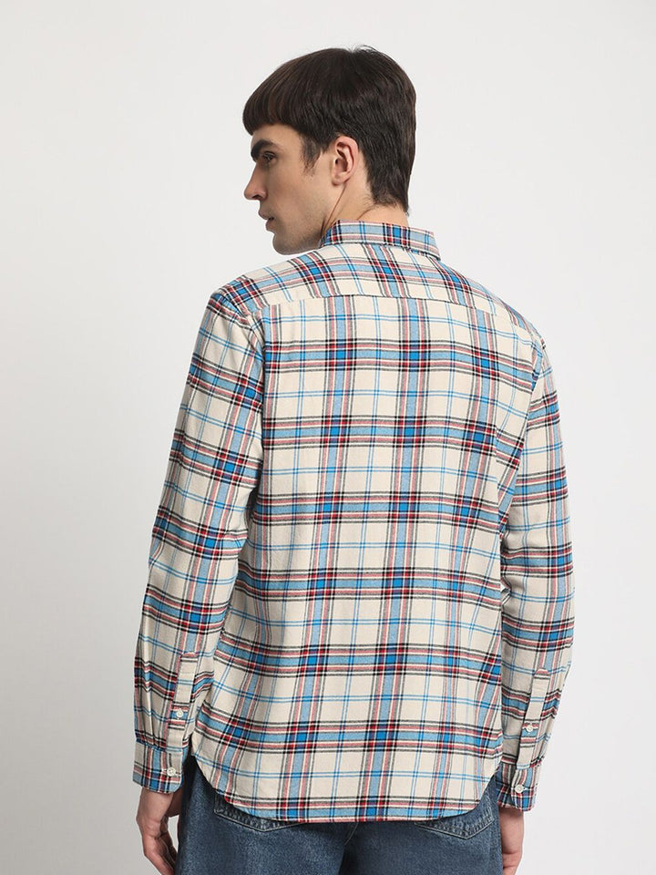 THE BEAR HOUSE Slim Fit Tartan Checks Opaque Checked Cotton Casual Shirt