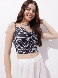 DressBerry Monochrome Maniac Cowl Neck Strappy Crop Top