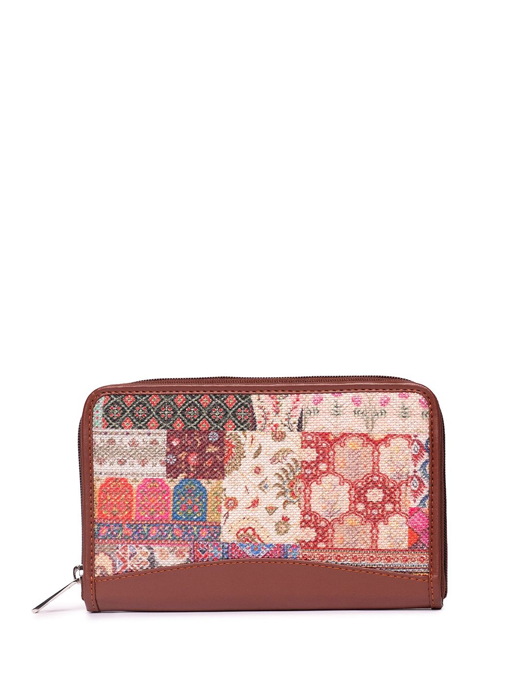 ZOUK Women Kutch Gamthi Classic Ethnic motifs Printed Fabric Zip Around Wallet