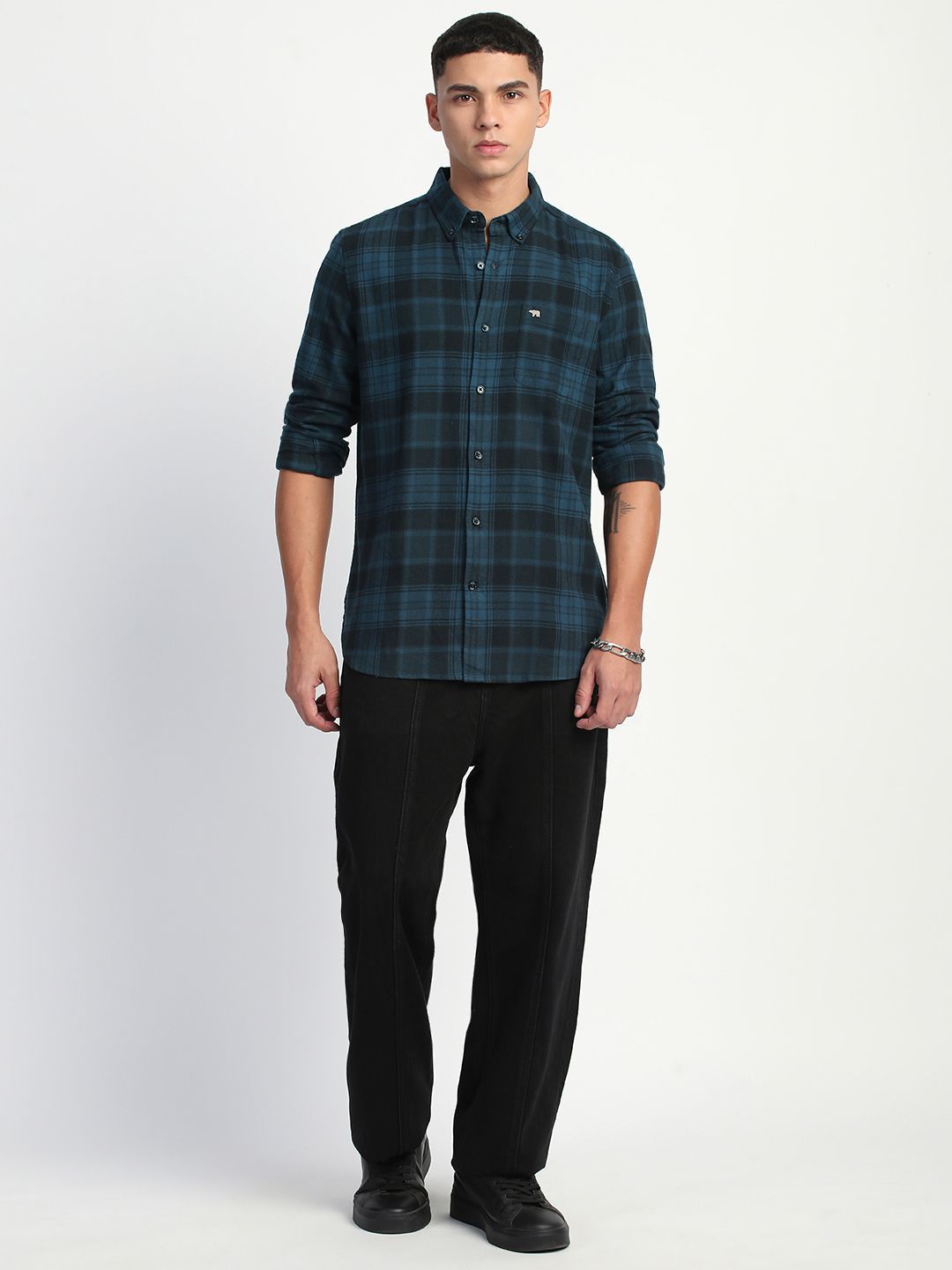 THE BEAR HOUSE Men Slim Fit Tartan Checks Opaque Checked Casual Shirt