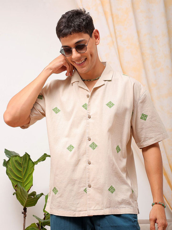The Indian Garage Co Men Relaxed Fit Embroidery Resortwear Shirt
