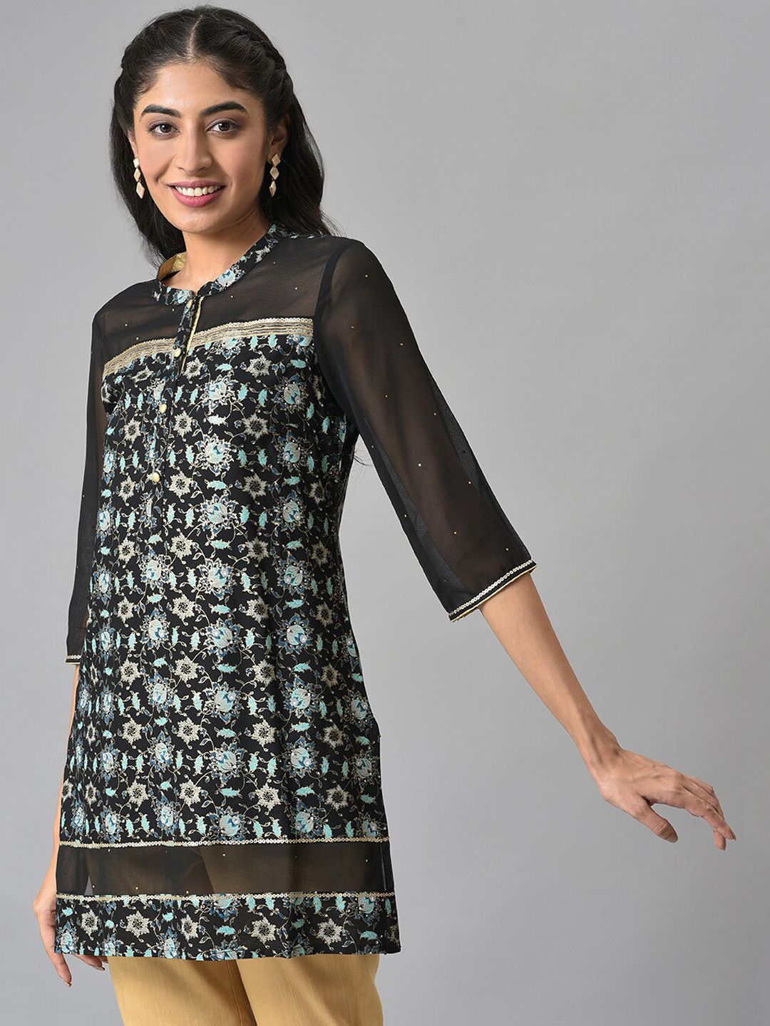 AURELIA Festive Floral Print Kurta
