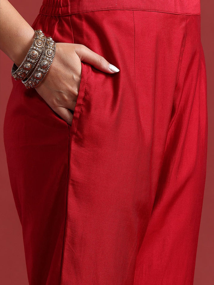 Indo Era Ethnic Motifs Yoke Design Zari Panelled Liva Kurta With Trousers & Dupatta