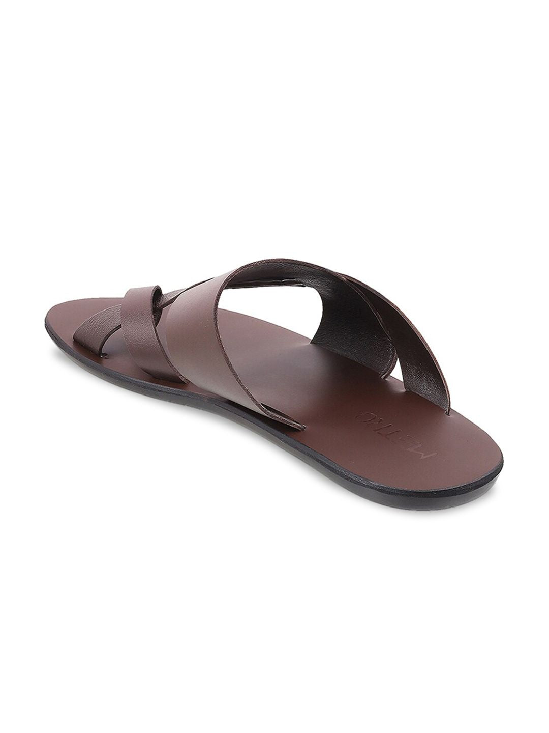 Metro Men Brown Leather Comfort Sandals