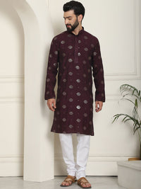 SOJANYA Geometric Embroidered Sequinned Cotton Silk Straight Kurta With Churidar