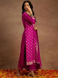 Libas Ethnic Motifs Embroidered Sequinned Straight Kurta With Trousers & Dupatta