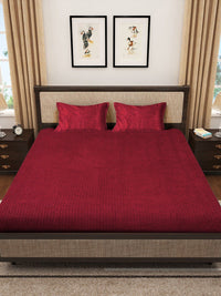 Myntra Elegant Homes Red 300 TC King Woolen Bedsheet with 2 Pillow Covers-250X225 cm