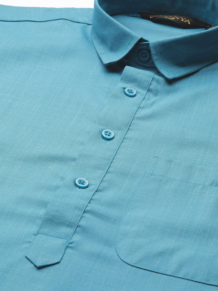 SOJANYA Men Blue Solid Pathani Kurta